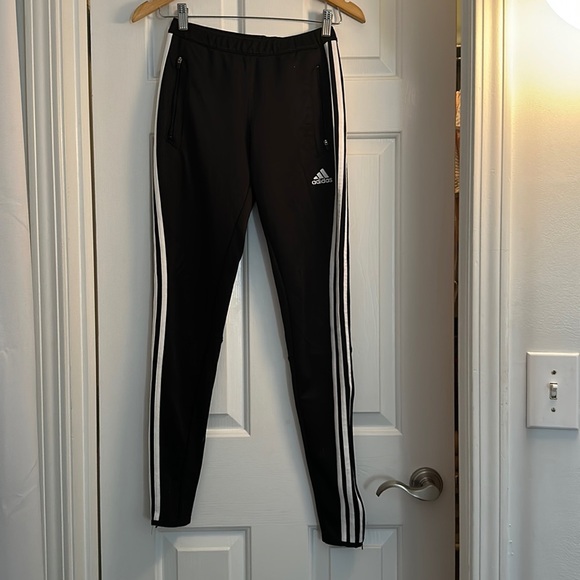 Adidas women’s black track pants joggers partial zipper size XS with pockets - Picture 1 of 4